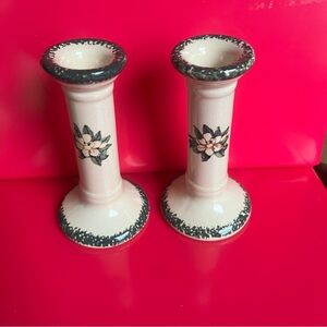 Floral Candle Holders - Cream and Green